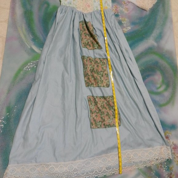 Hand Crafted prairiecore maxi dress vintage style Gunne Sax romantic long sleeve - Picture 16 of 16